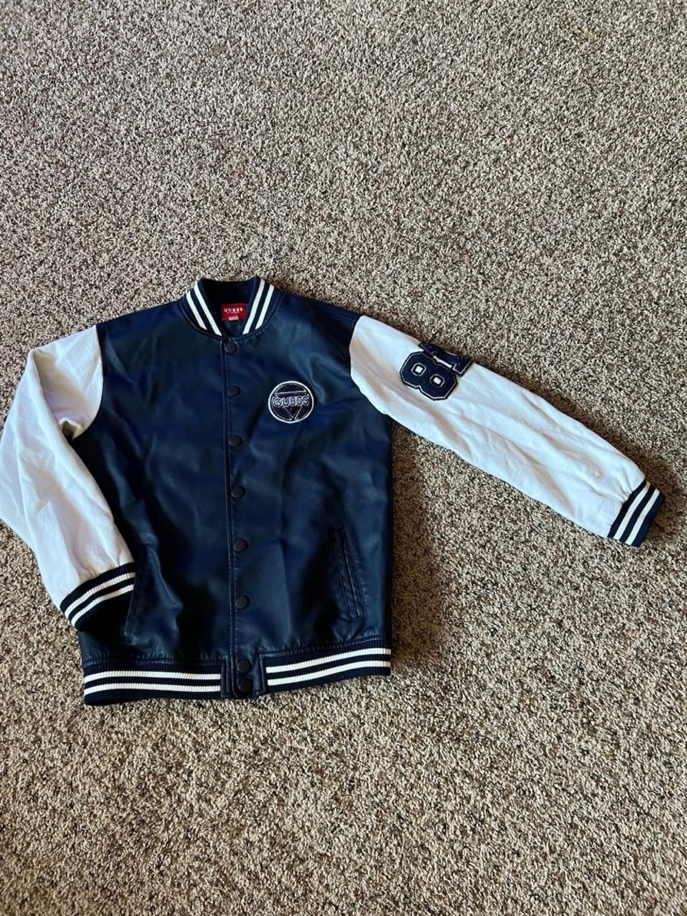 Guess Navy and White Kids Varsity Jacket